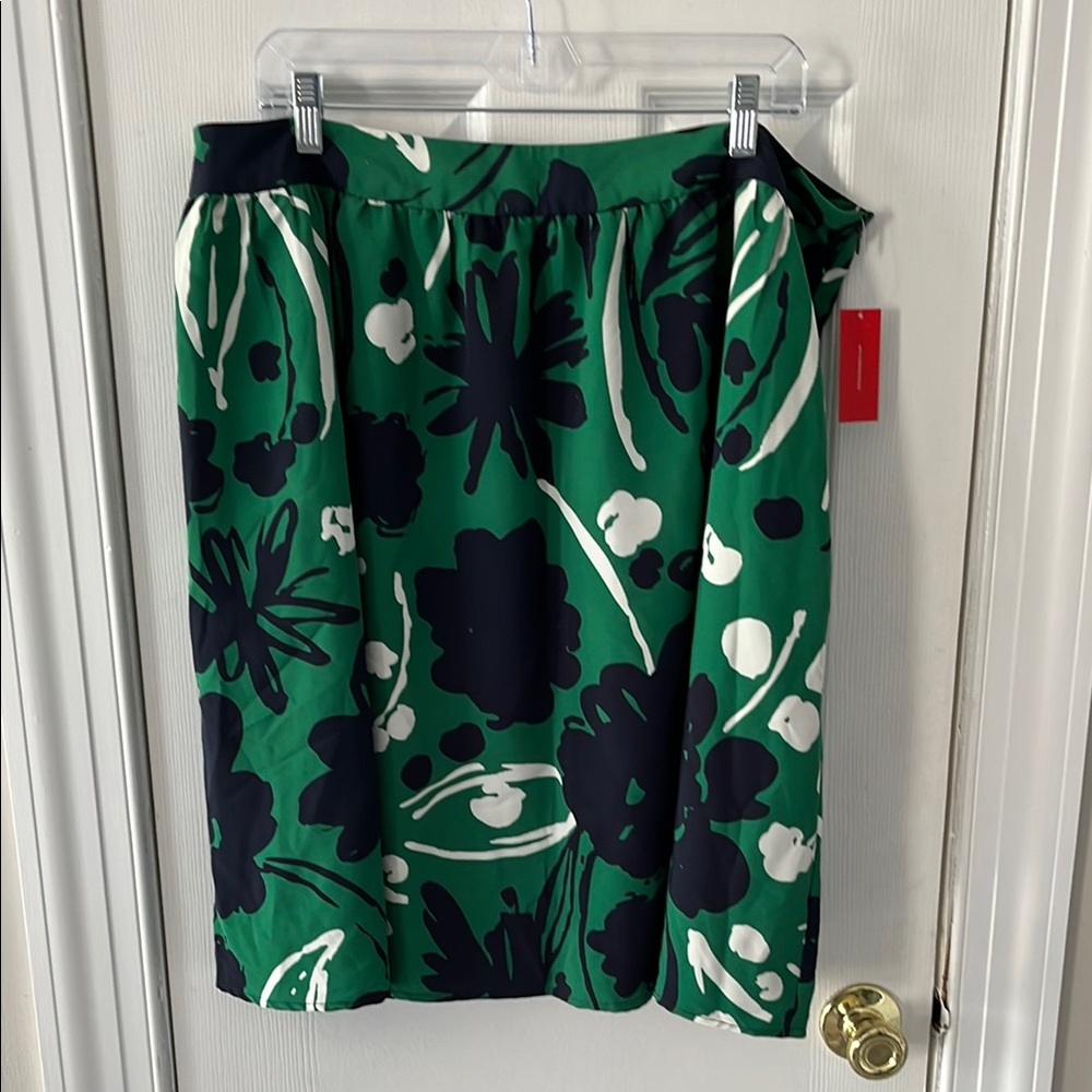 Floral Green and Black Skirt